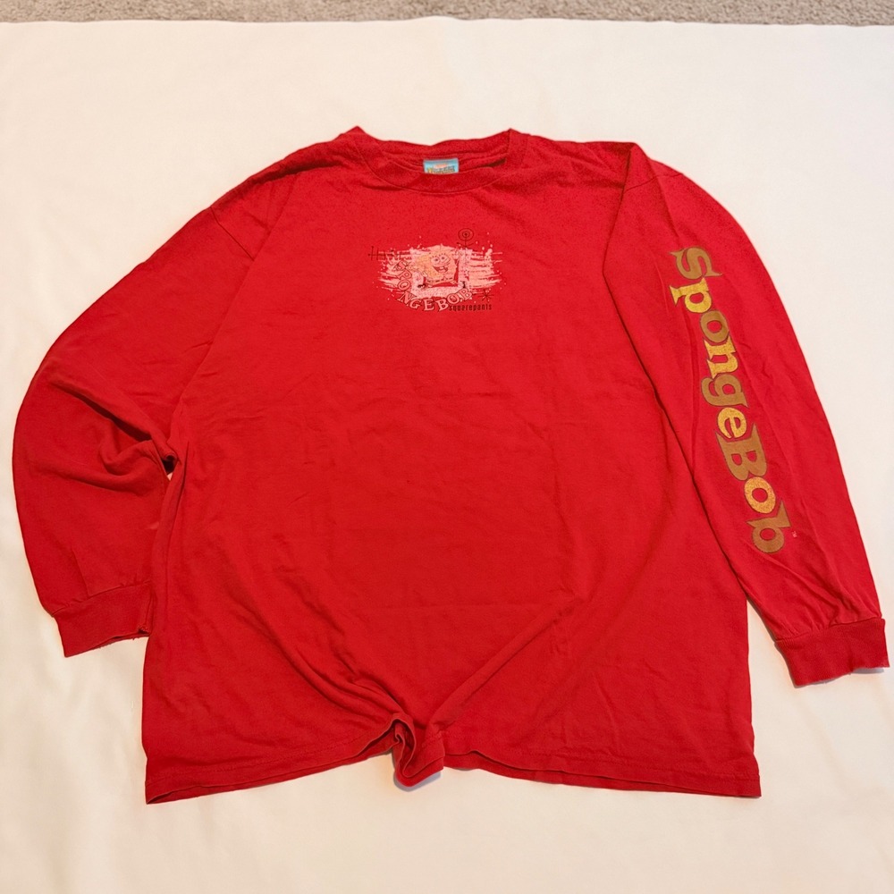 Nickelodeon SpongeBob Long Sleeve Men XL Red 2001 Mr Krabs Smelly Smell Y2K